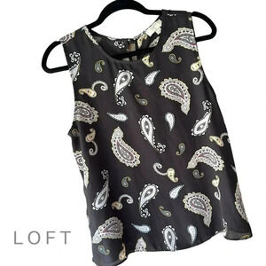LOFT | NWOT | SLEEVELESS BLACK WHITE PAISLEY TOP BLOUSE | SIZE: PETITE/MEDIUM
